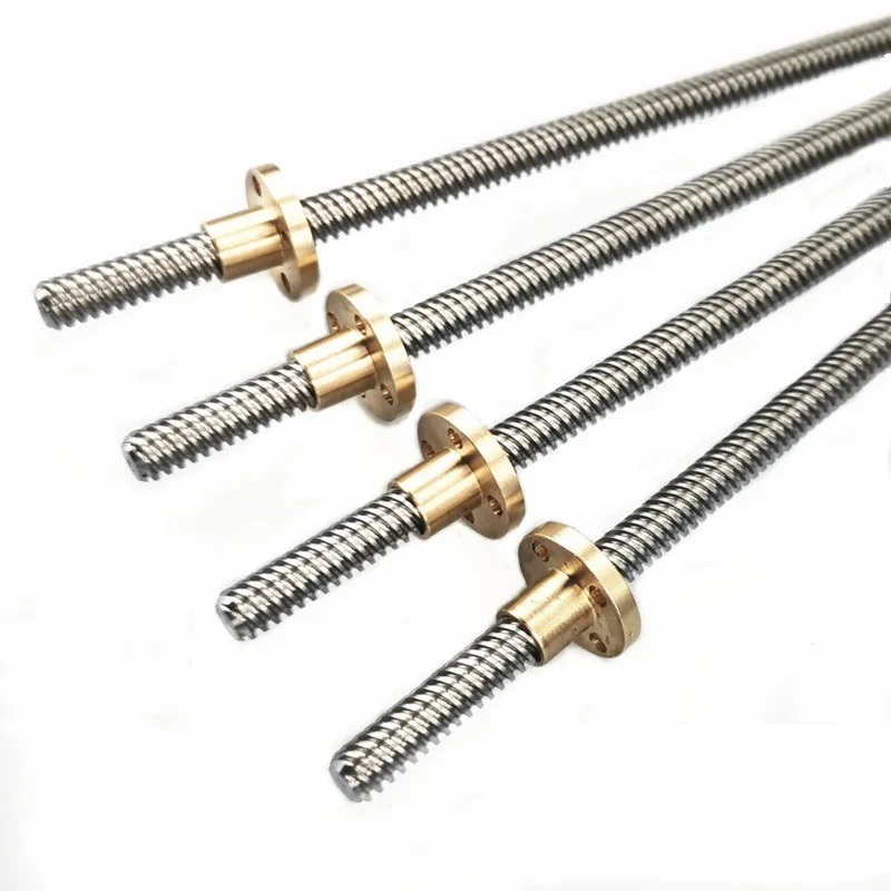 T8 Lead Screw THSL-300-8D Trapezoidal Rod T8 CNC 3D Printer Lead Screw Thread 8mm Length 100-500mm with Brass Nut
