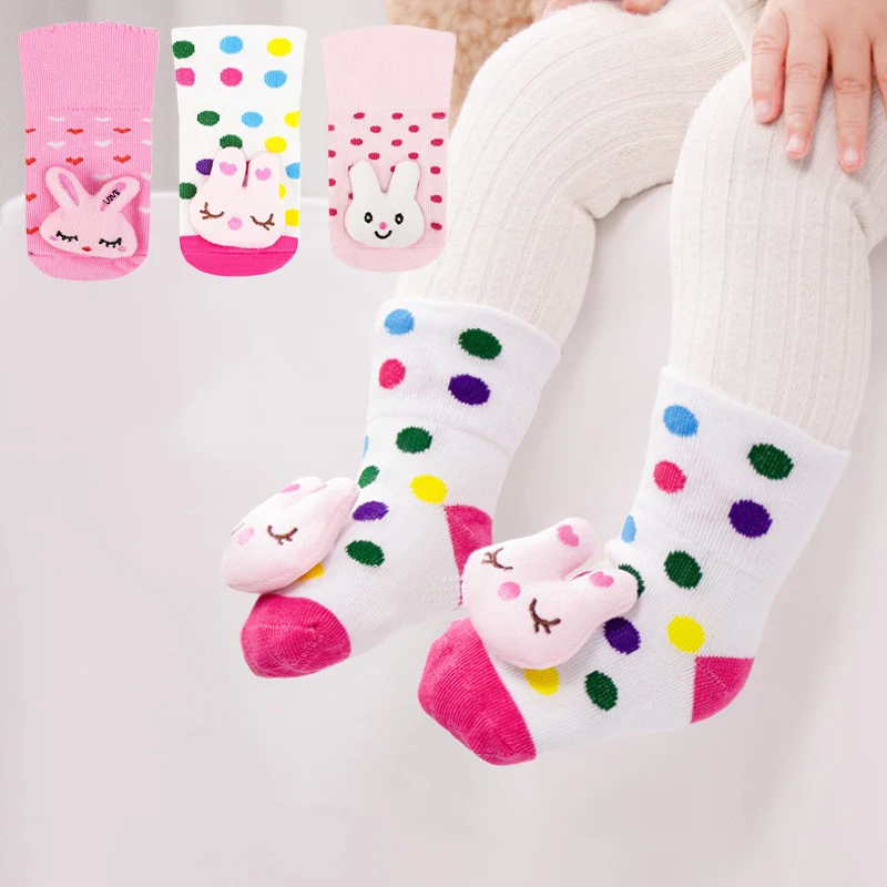 

3Pairs/set Newborn Cotton Socks Cute Cartoon Animal Floor Socks Spring Autumn Infant Toddler Anti Slip Walking Socks 0-24 Months