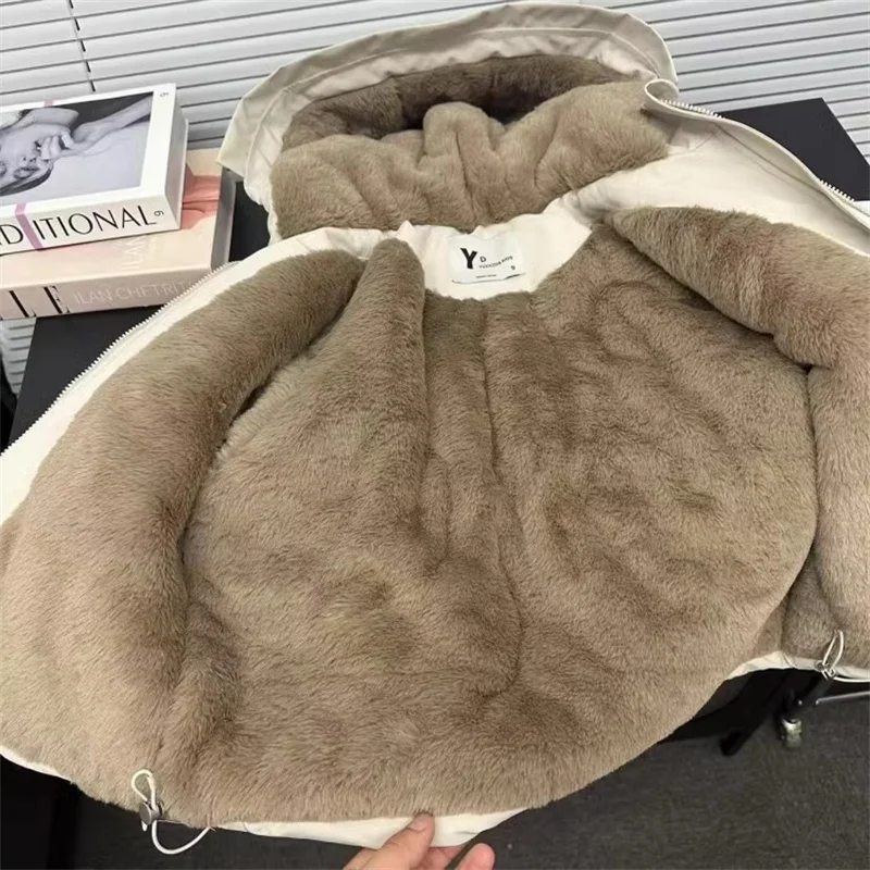 Kids Plush Hooded Coats Boys Winter Thick Warm Casual Comfortable Jacket Children Outdoor Versatile Thermal Outerwear 5-14 Years