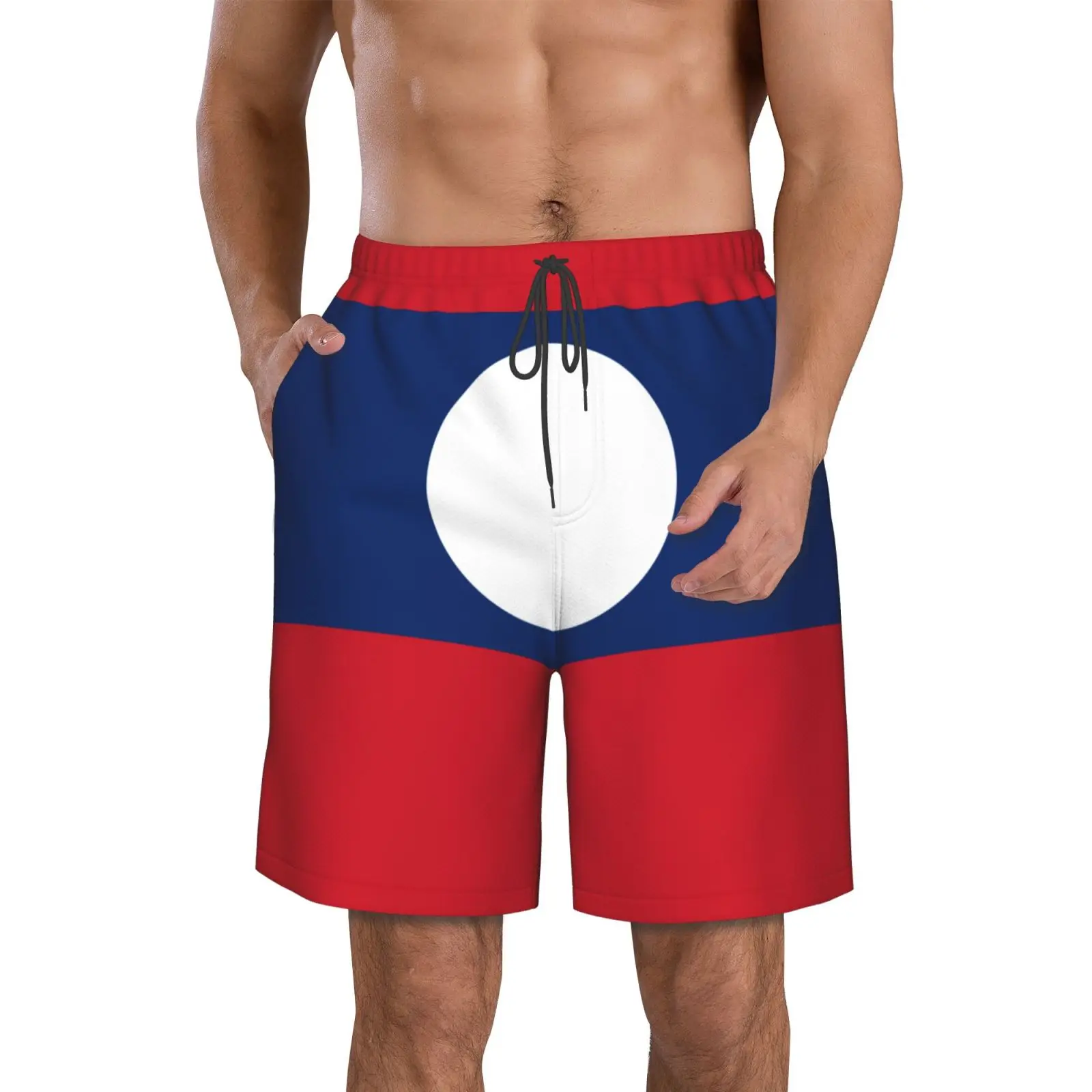 

Men's Laos Flag Beach Pants Shorts Surfing M-2XL Polyester Swimwear Running