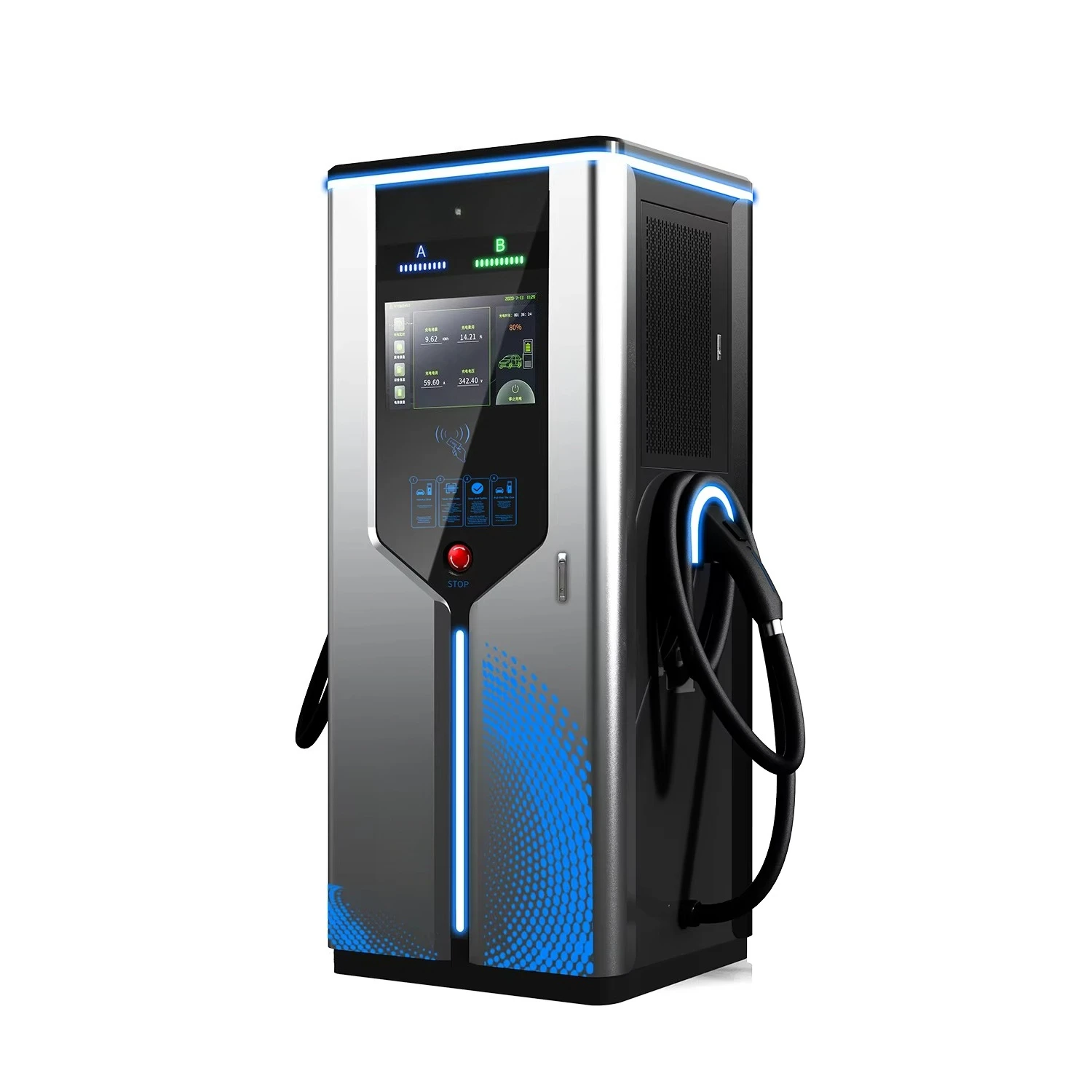 Commercial 60-180kw Fixed Installation Public EV Charger Electric Vehicle DC Fast Charger with Floor-Mounted Charging Station