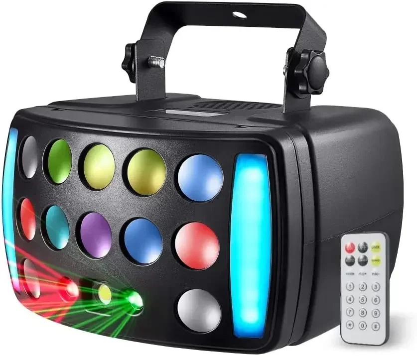 

DJ Lights Stage Party 4 in 1 RGBW Derby Beam Red Green Starry Led Strobe Dynamic Marquee Remote DMX Control Great For Disco