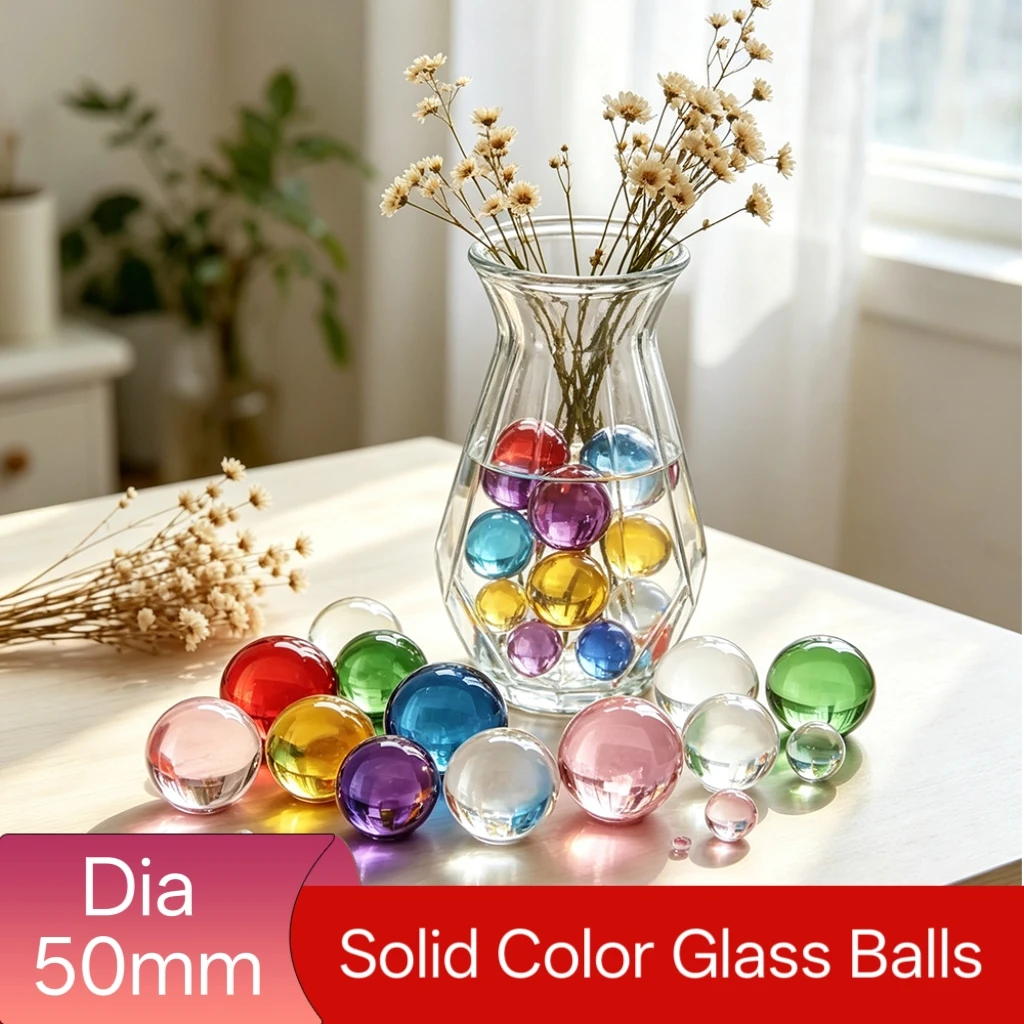 1-10Pcs Trans Parent Crystal Glass Balls Dia 50mm Home Decoration Balls DIY Handmade Access Roies Red Blue Green Yellow Purple