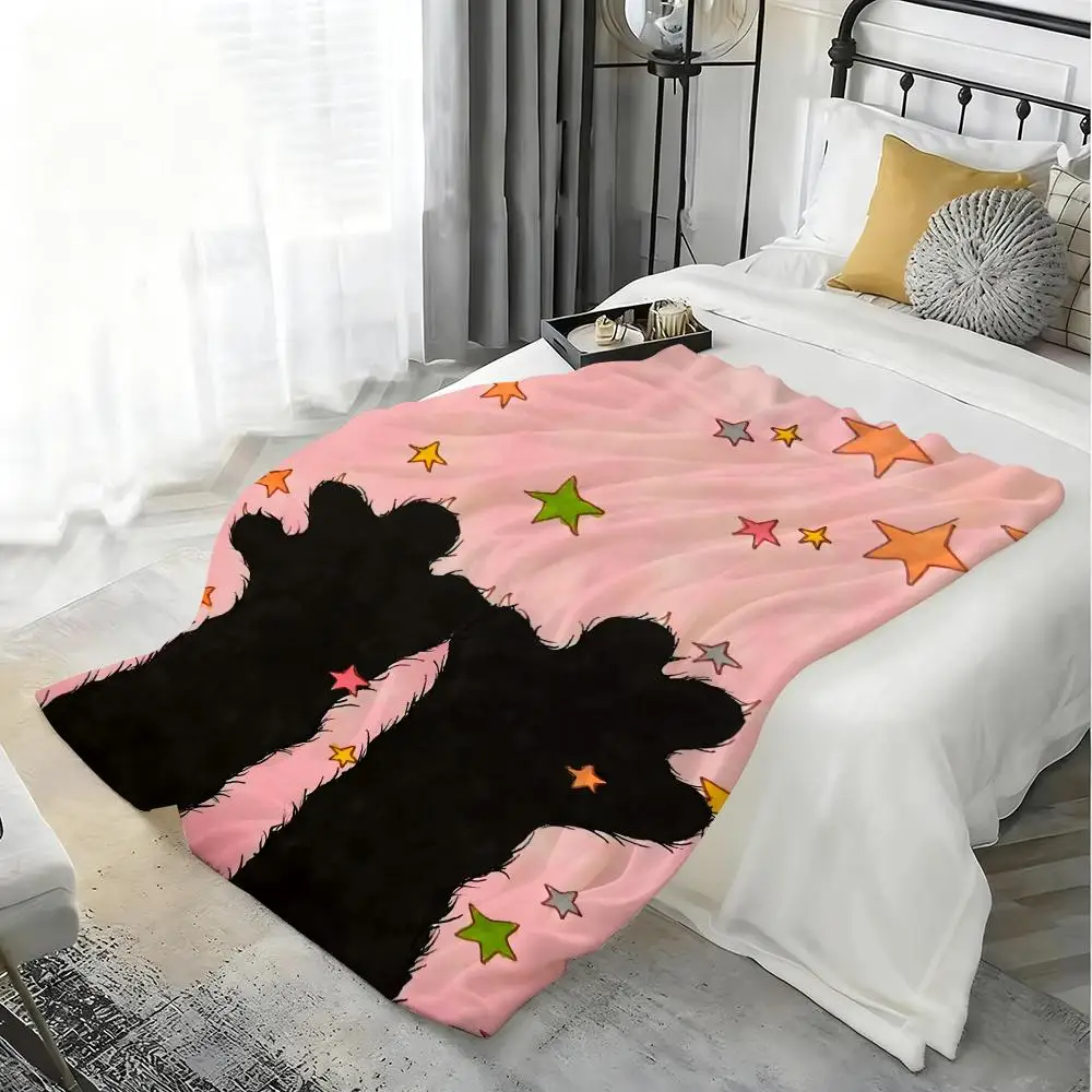 Artistic Cat Sophisticated Throw Thick Flannel Blanket Lightweight Warm Cozy Skin-Friendly Throw for Sofa Bed Office Winter Use