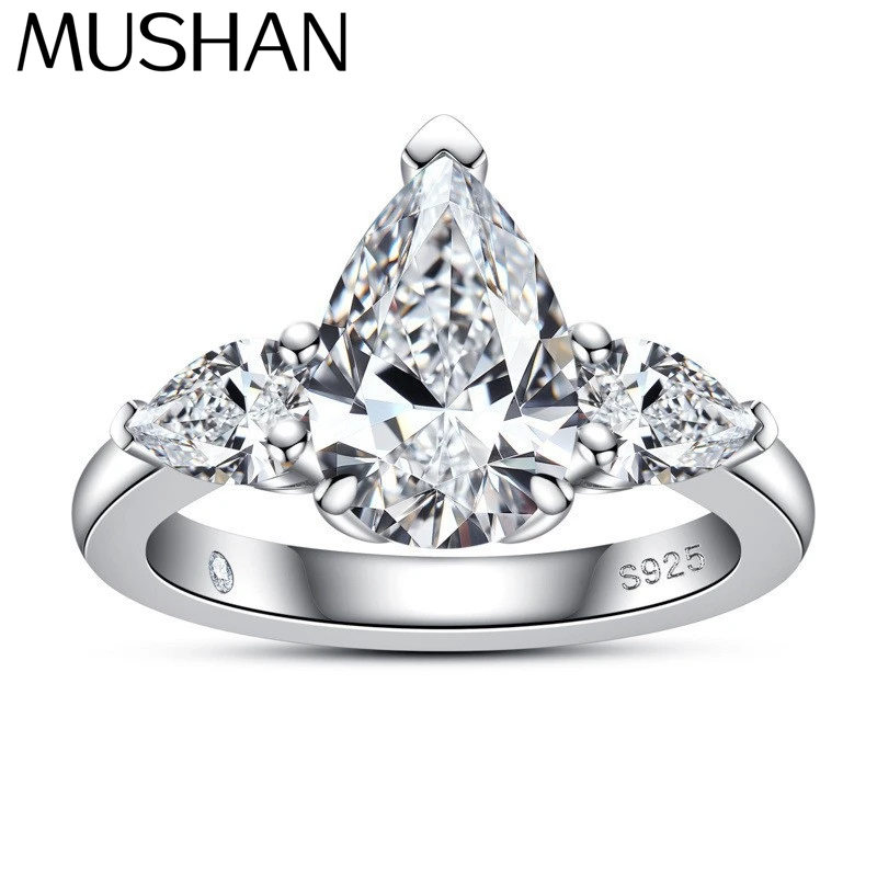 

MuShan Brand Jewelry 925 Sterling Silver Ring VVS Moissanite Commitment Ring Women 18K Real Gold Plated MST Patent Jewellery