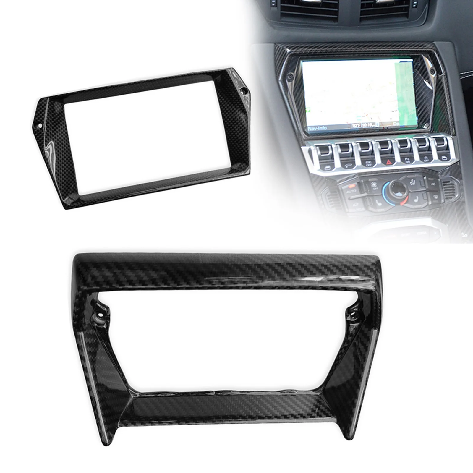 1pcs Carbon Fiber Car Navigation Center Console Screen Trim Frame For Lamborghini Aventador LP700 2011-2015 Auto Interior Parts