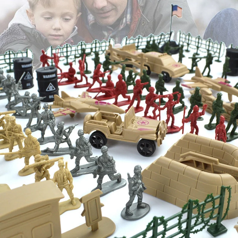 260 Pcs/Set Simulation Static Soldier Figures Tank Artillery Building Blocks Model Mini Soldier Sand Table Accessories