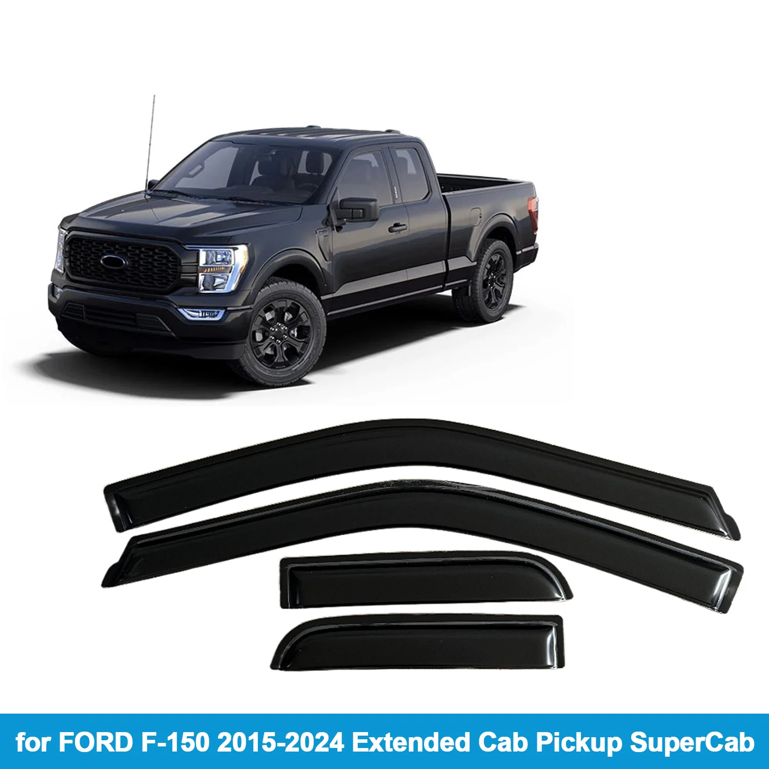 

Оконный козырек для FORD F-150 2015-2025 F150, расширенная кабина-пикап SuperCab, защита от дождя, боковой дефлектор, наружное крепление