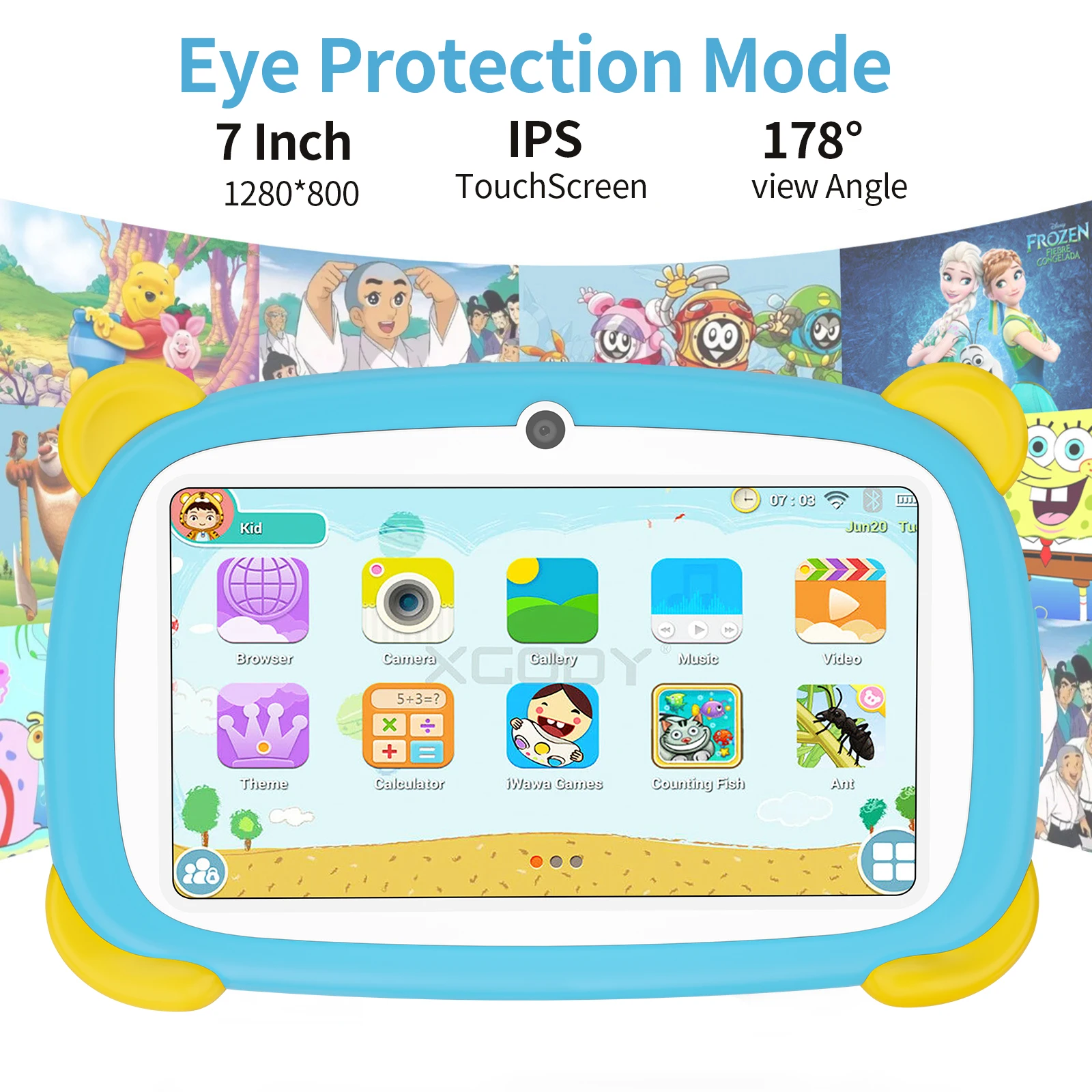 Android Tablet with HD Screen for Kids, Children's Computer, Talking Tablet, Toys Gifts, Computer, 7 in, Bluetooth 4.0 4G+64GB