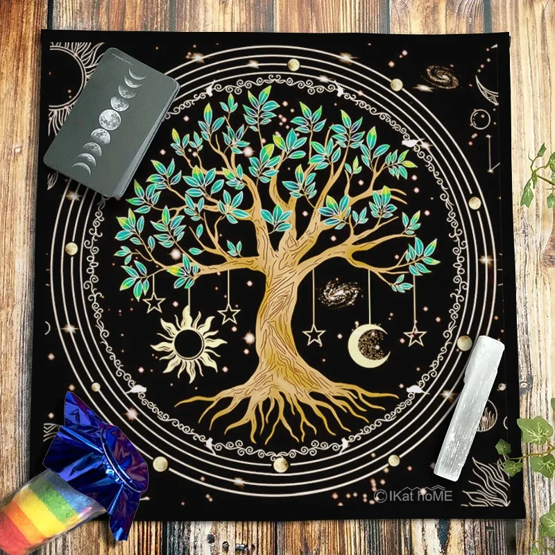 Star Sun Moon Tree Of Life Tarot Tablecloth Divination Witchcraft Astrology Altar Cloth Crystal Pendulum Oracle Card Pad Mat New