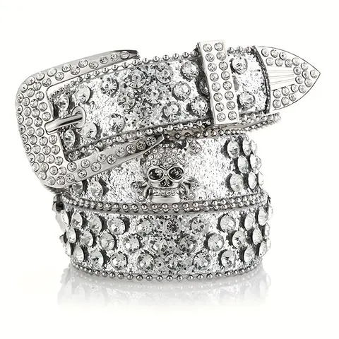 Glamouröser PU-Gürtel mit Strasssteinen: Das perfekte Accessoire im Western-Stil für Y2K-Jeans!