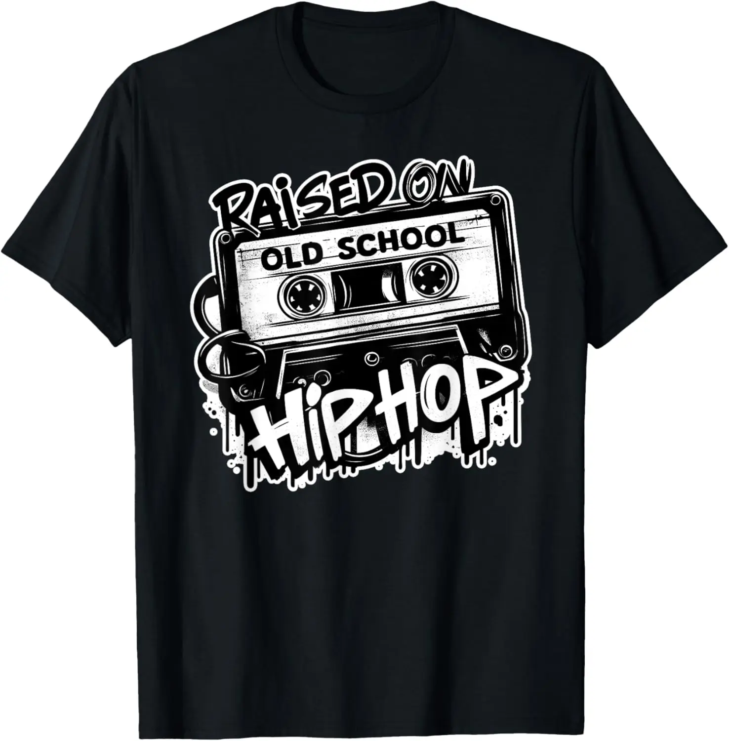 RAISED ON OLD SCHOOL HIP HOP Anniversary Cassette Graffiti T-Shirt