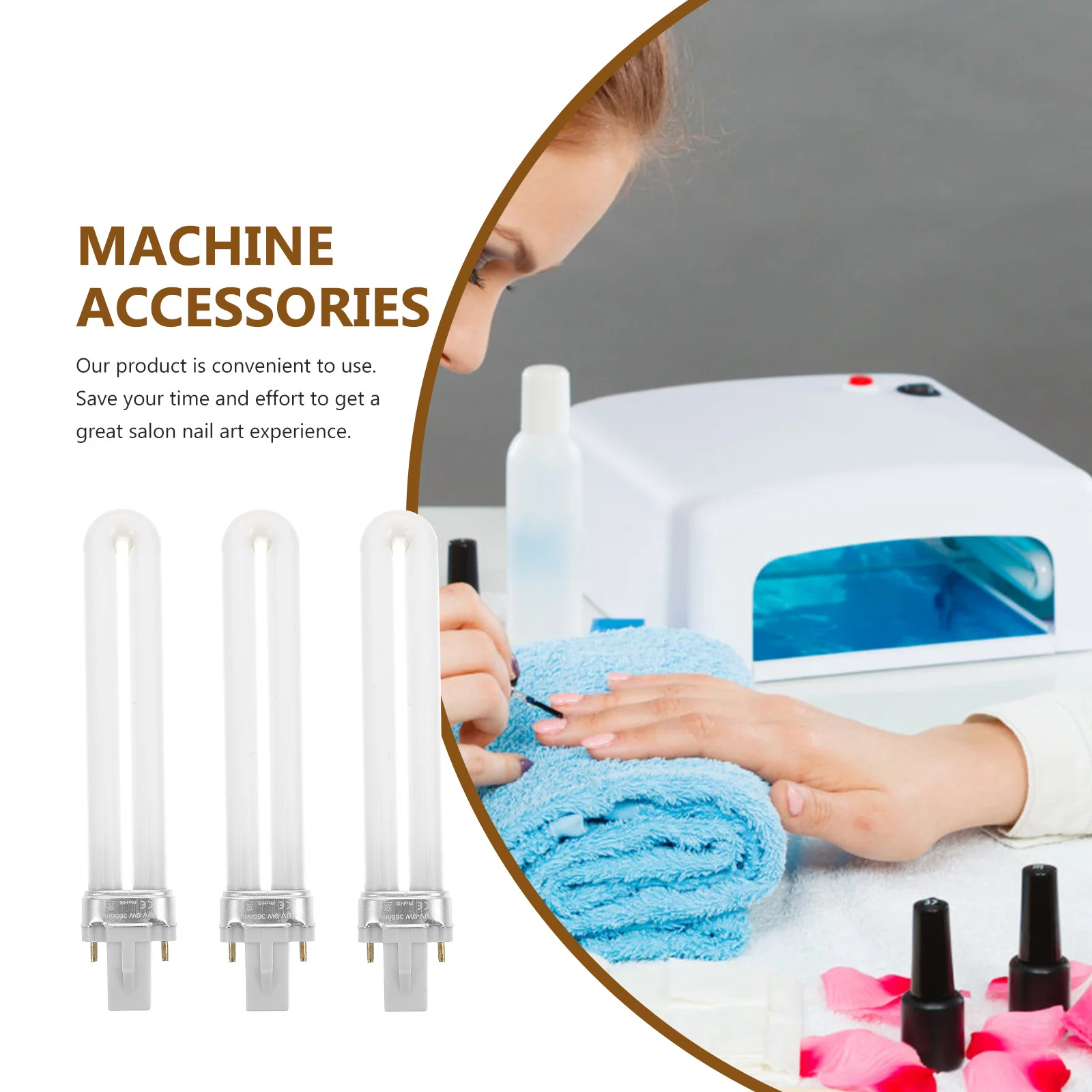 8Pcs 9W Manicure Light Tube for Nail Gel Curing Reusable Uv Lamp Replacement Ideal DIY Nail Art Gift Lamp Manicure Light Tube