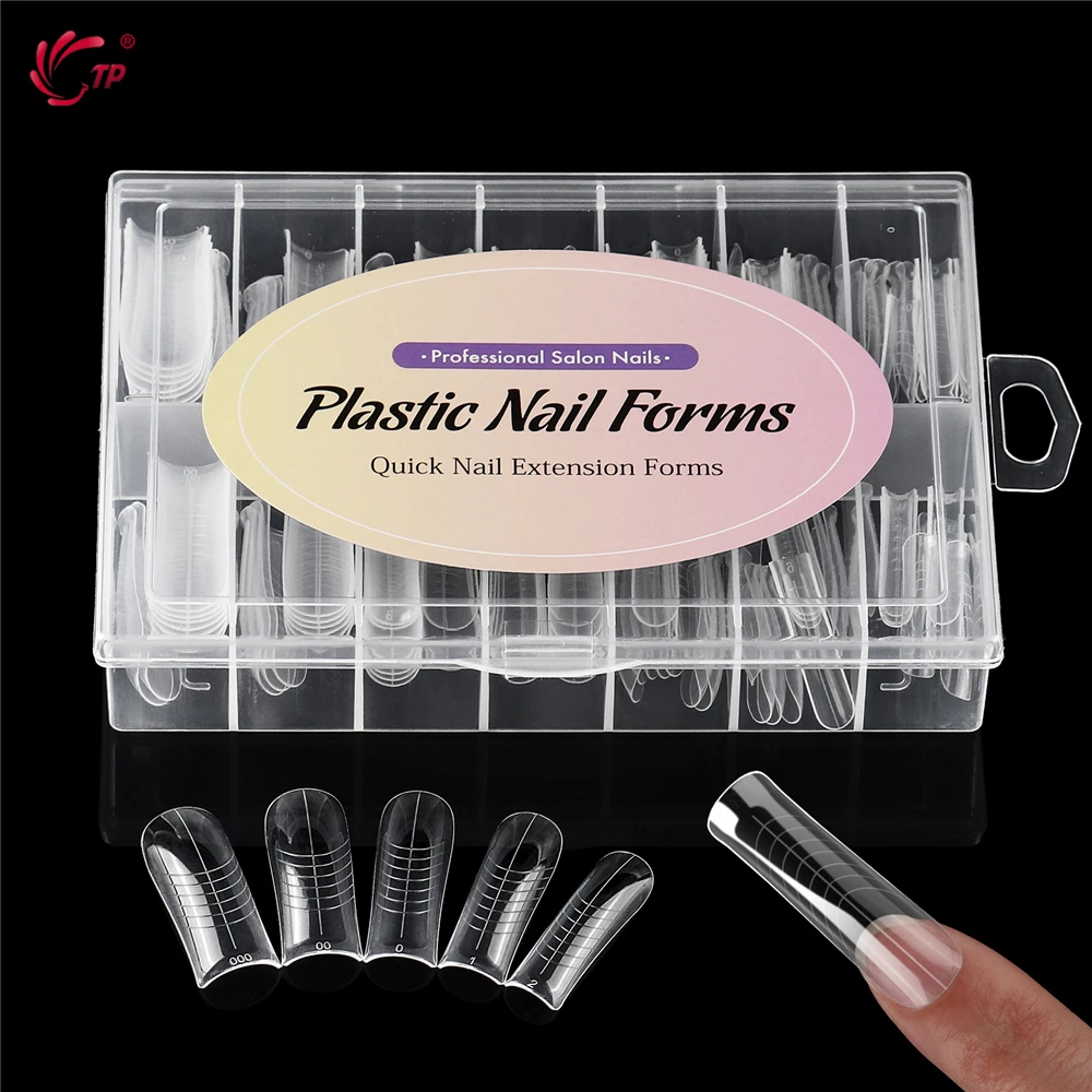 TP 140pcs/box Dual Nail Forms Acrylic False Nail Tips Poly Nail Gel Full Cover Top Forms for Extension Quick Building Gel Molds