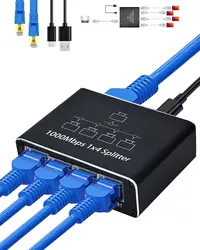 Divisor Ethernet de 1000Mbps, extensión de red de 1 a 2/3/4, RJ45, LAN, Internet, HUB para PC, portátil, enrutador, TV Digital