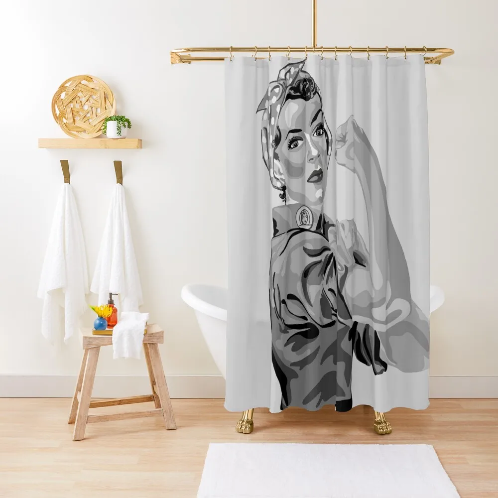 

Rosie The Riveter in Shades of Gray Shower Curtain Shower Set Bathroom Deco Toilet Accessories Bathroom Window Curtain