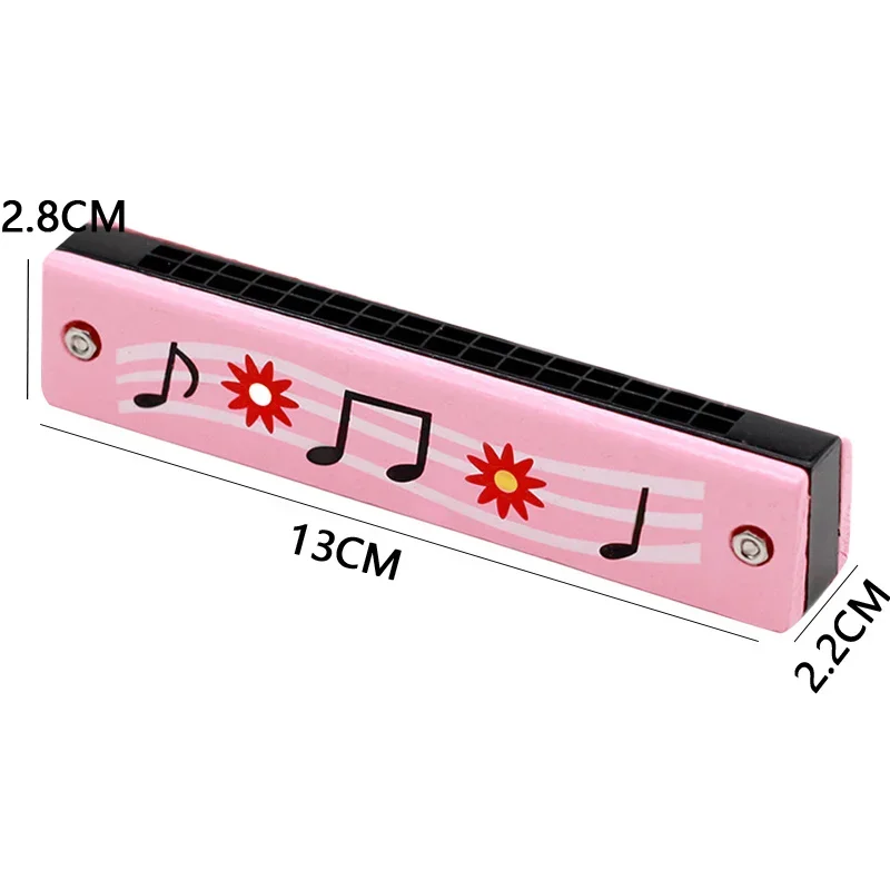 Kinder Holz bemalte Mundharmonika Musik Spielzeug Musikinstrument Junge Mädchen zweireihig 16-Loch-Musikinstrument Weihnachtsgeschenk