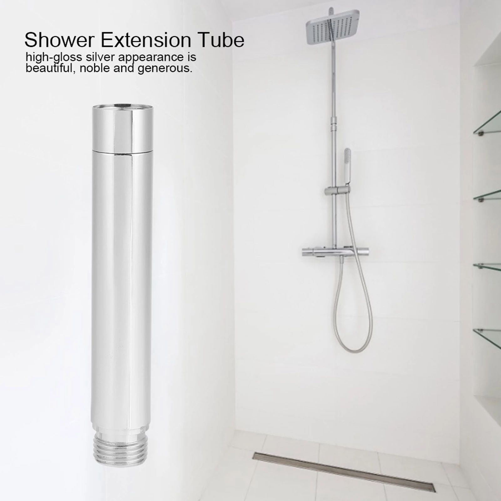 

10cm/4inch Shower Extension Tube Round Shower Arm 201 Stainless Steel Shower Extension Tube Chrome Plating Bathroom Accessories