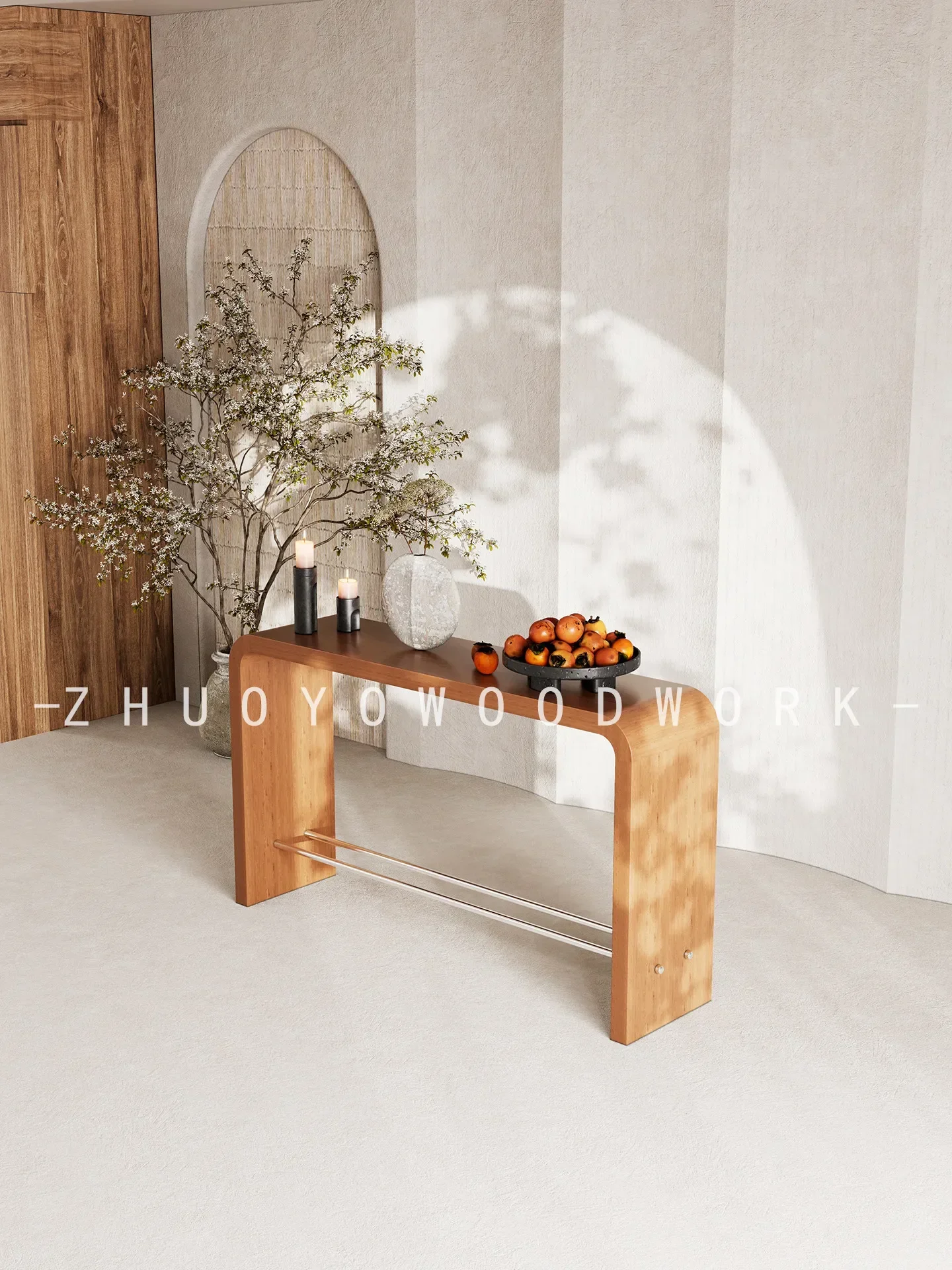 HYS  style entrance door entrance table against the wall strip case solid wood platform hotel homestay