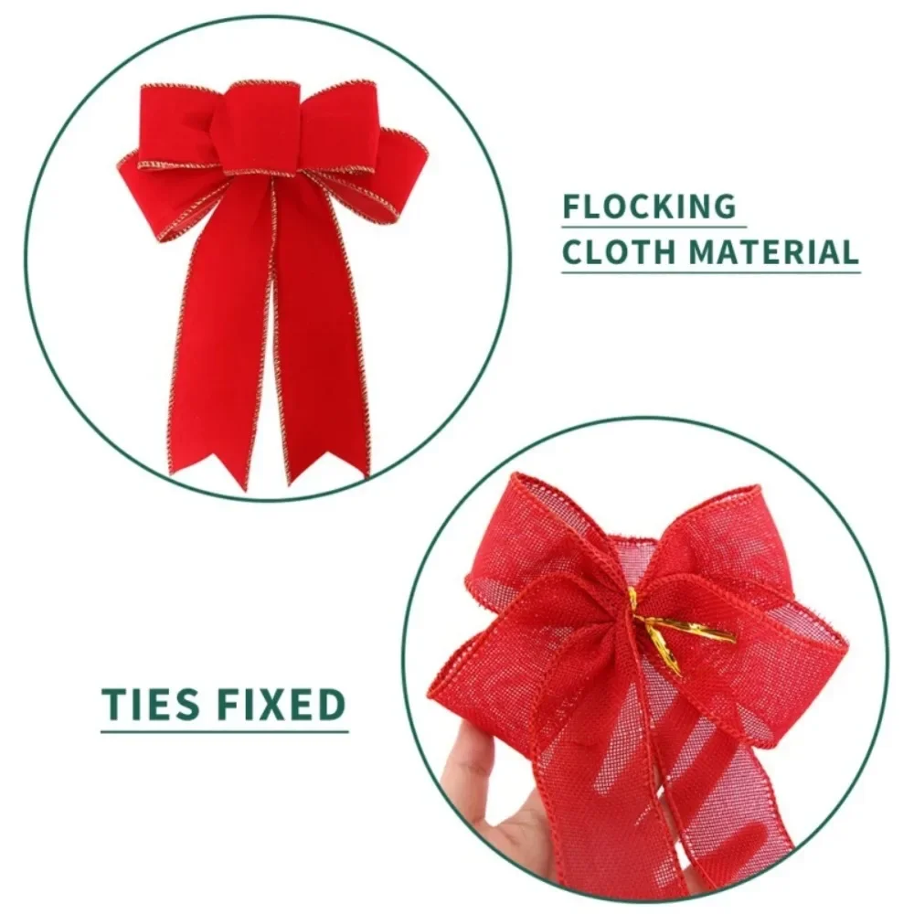 Diy Christmas Bows for Tree Christmas Party Christmas Garland Bow Decoration Suitable for Supermarket Showroom Home Decoration