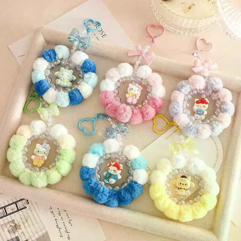 

Cartoon Sanrio Series Keychain Kawaii Hello Kitty Kuromi Backpack Pendant Pochacco Melody Phone Chain Children's Birthday Gift
