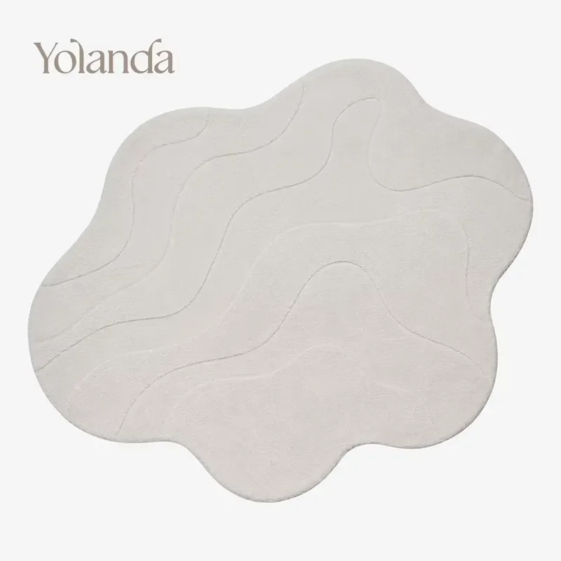 for Elegant Modern Customizable Irregular Shape Wool Hand-tufted Textured Rug for Hotel Bedroom Floor