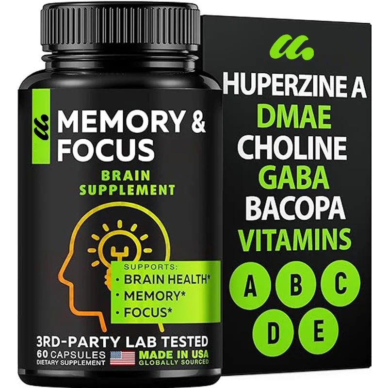 

Memory&Focus Brain Supplement, containing Huperzine A - Brain Health Support: GABA, Choline, DHA, and Monnieri, 60 capsules