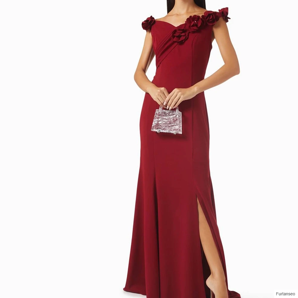 인어공주 여성용 이브닝 드레스, 바닥까지 오는 오프숄더 민소매 프롬 가운, 패션 플라워 플리츠 드레이핑 맞춤형 가운