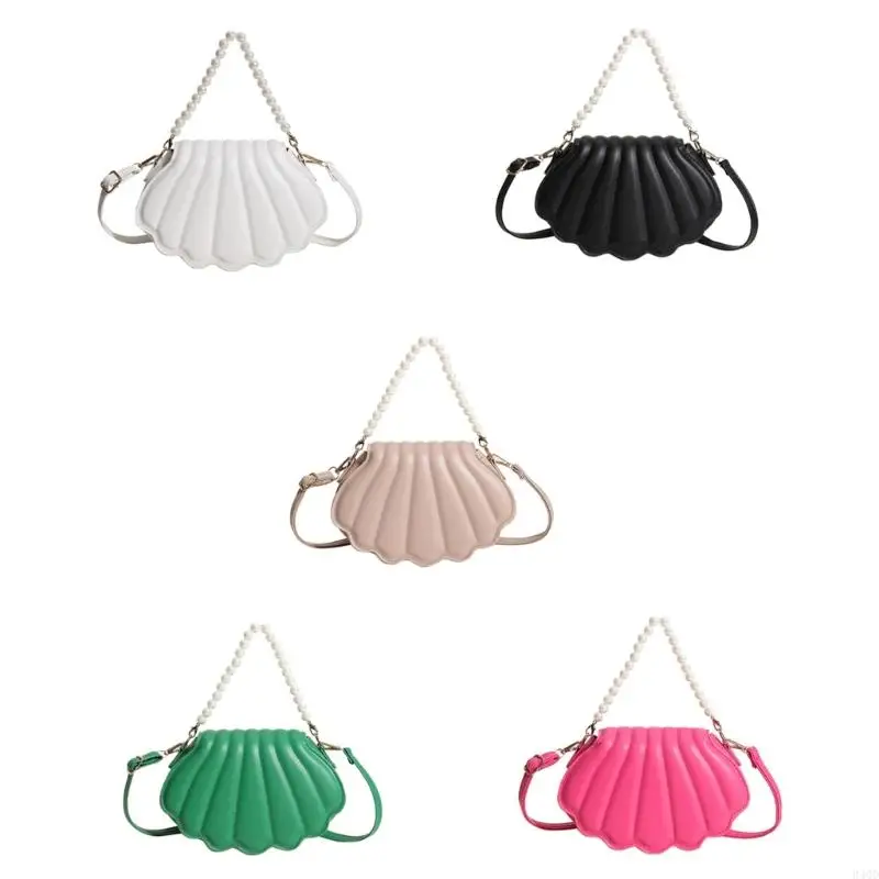 

340D All-matching Crossbody Bag for Women Seashells Evening Bag Pearl Chain Handbag