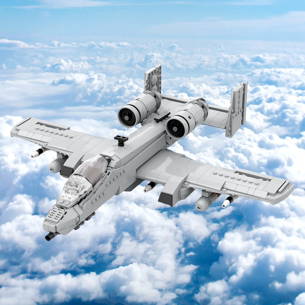 

Gobricks MOC-174669 A-10 Thunderbolt II Model Building Blocks Military combat Transport Aircraft Bricks Toy for Childrens Gift