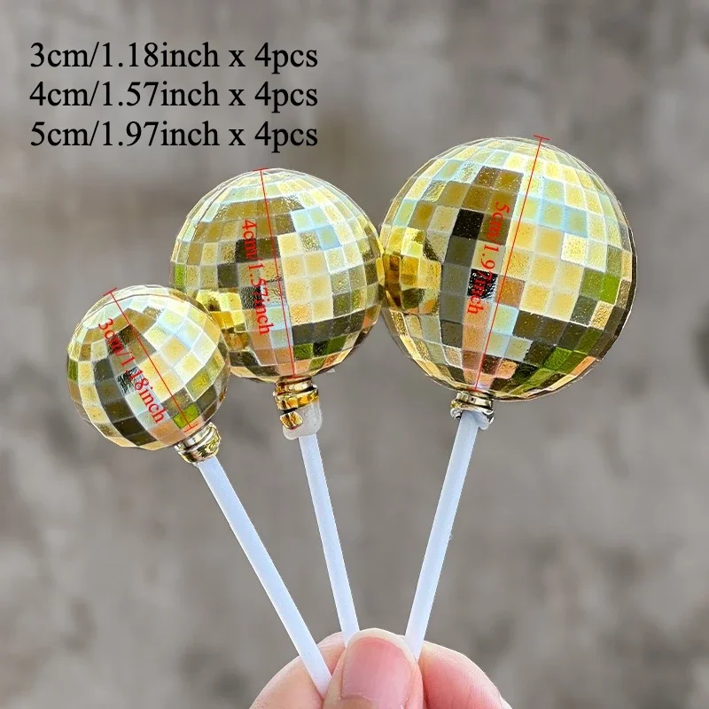 12 قطعة من أغطية الكيك على شكل كرة ديسكو، زينة كب كيك لامعة لحفلات أعياد الميلاد وحفلات الزفاف والاحتفالات العطلات