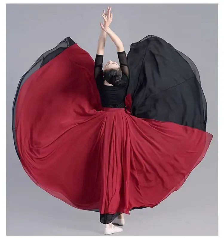 Nouveau 720 degrés danse classique 2 couches jupes pour les femmes scène artiste Performance Ballet Flamenco danse pratique jupe
