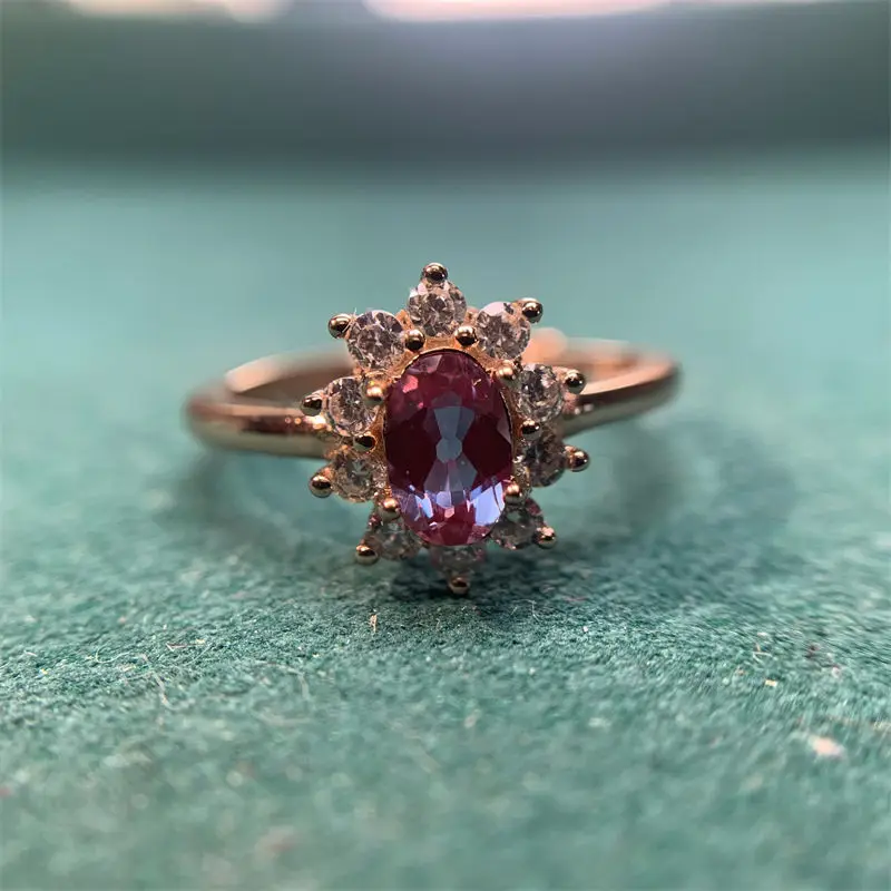 Beautiful Alexander Color Changing Gemstone 4X 6mm Wedding Birthday Gift Rings for Women 925 Silver