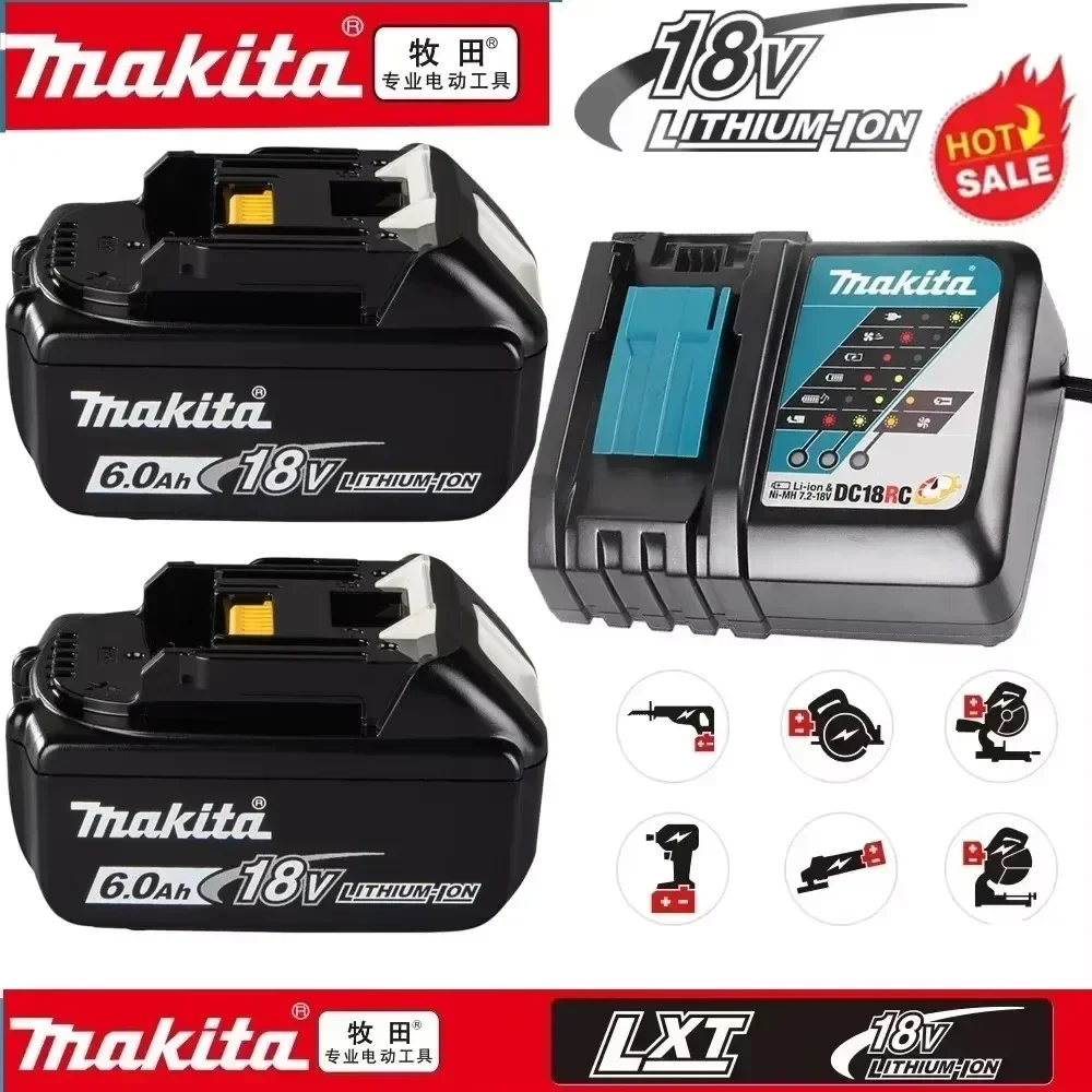 

Makita-100% Original Rechargeable Power Tool Battery, Replaceable LED Lithium-ion, 6.0 Ah 18V LXT BL1860B BL1860BL1850