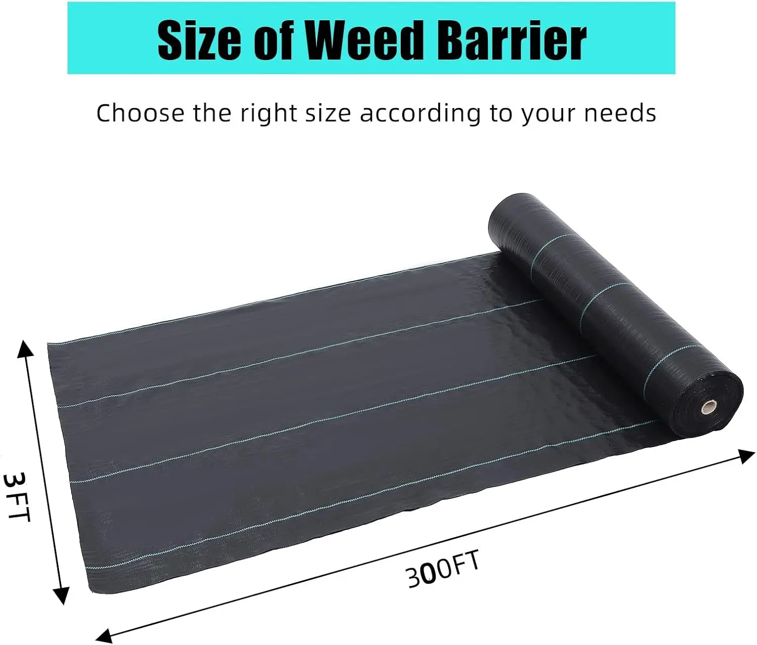 3ft x 300ft Premium Weed Barrier Landscape Fabric, 3.24 oz Heavy Duty, Weed Control Fabric, High Permeability, Good for Flower