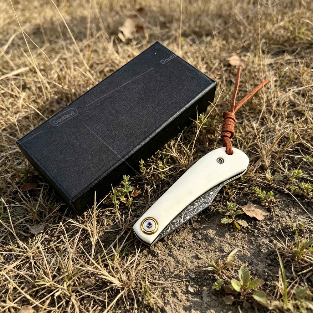 Wilderness Hiking Rope-Cutting Multi-Functional Folding Knife Damascus Lightweight Knife EDC Camping Barbecue - Practical Tools