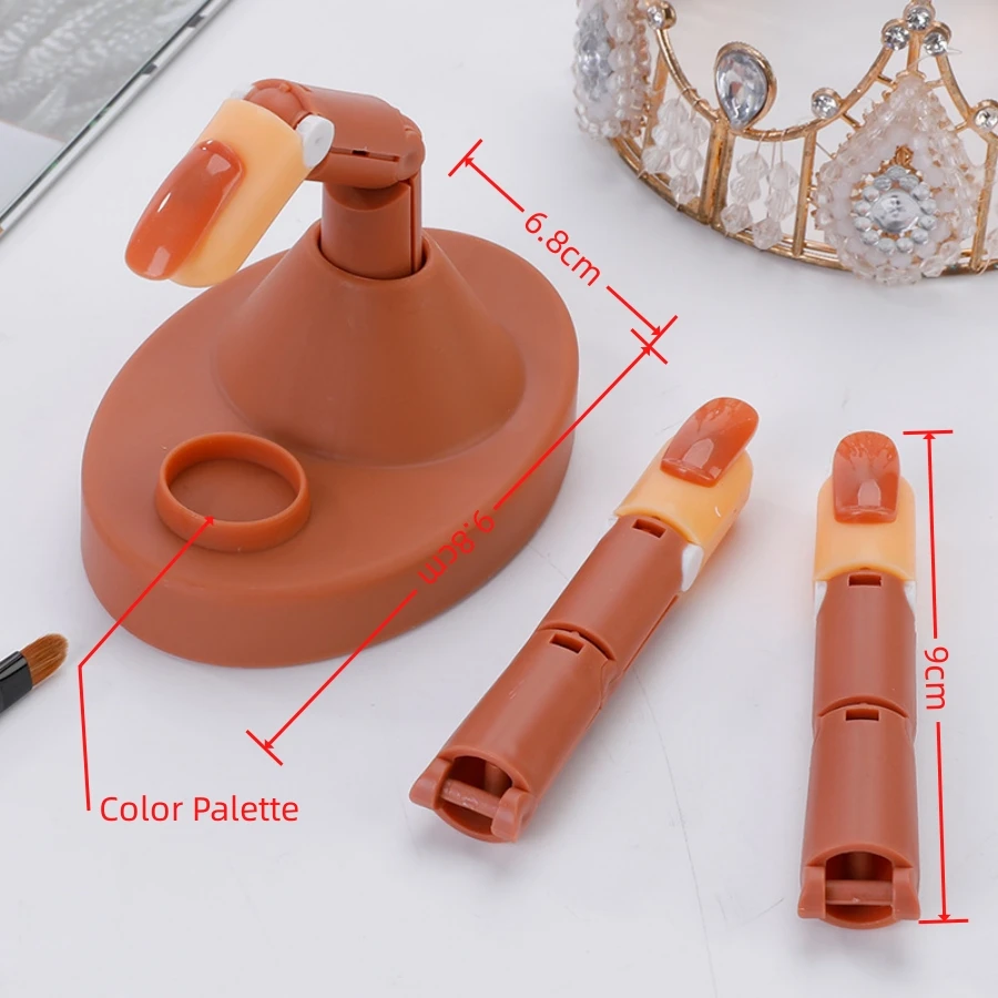 Practice Hand for Acrylic Nails Flexible Nail Practice Fingers Training Movable Nail Mannequin Hand with 100 Nail Tips