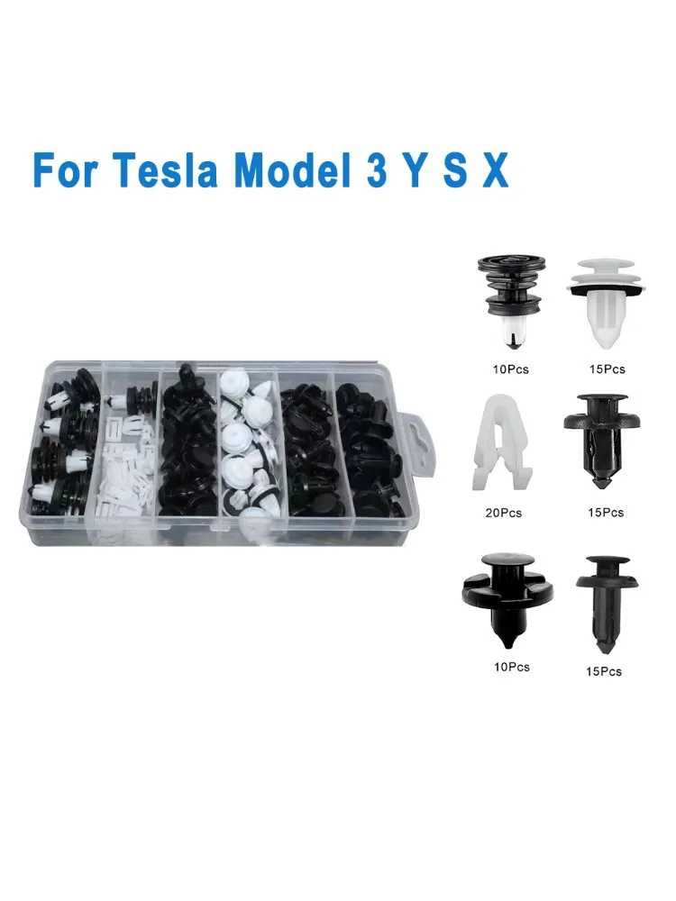 Pour Tesla Model 3 Y S X : 85 pièces de clips de fixation pour panneau de porte, pare-chocs, garde-boue, tableau de bord central, boucle, goupille à pression, rivet