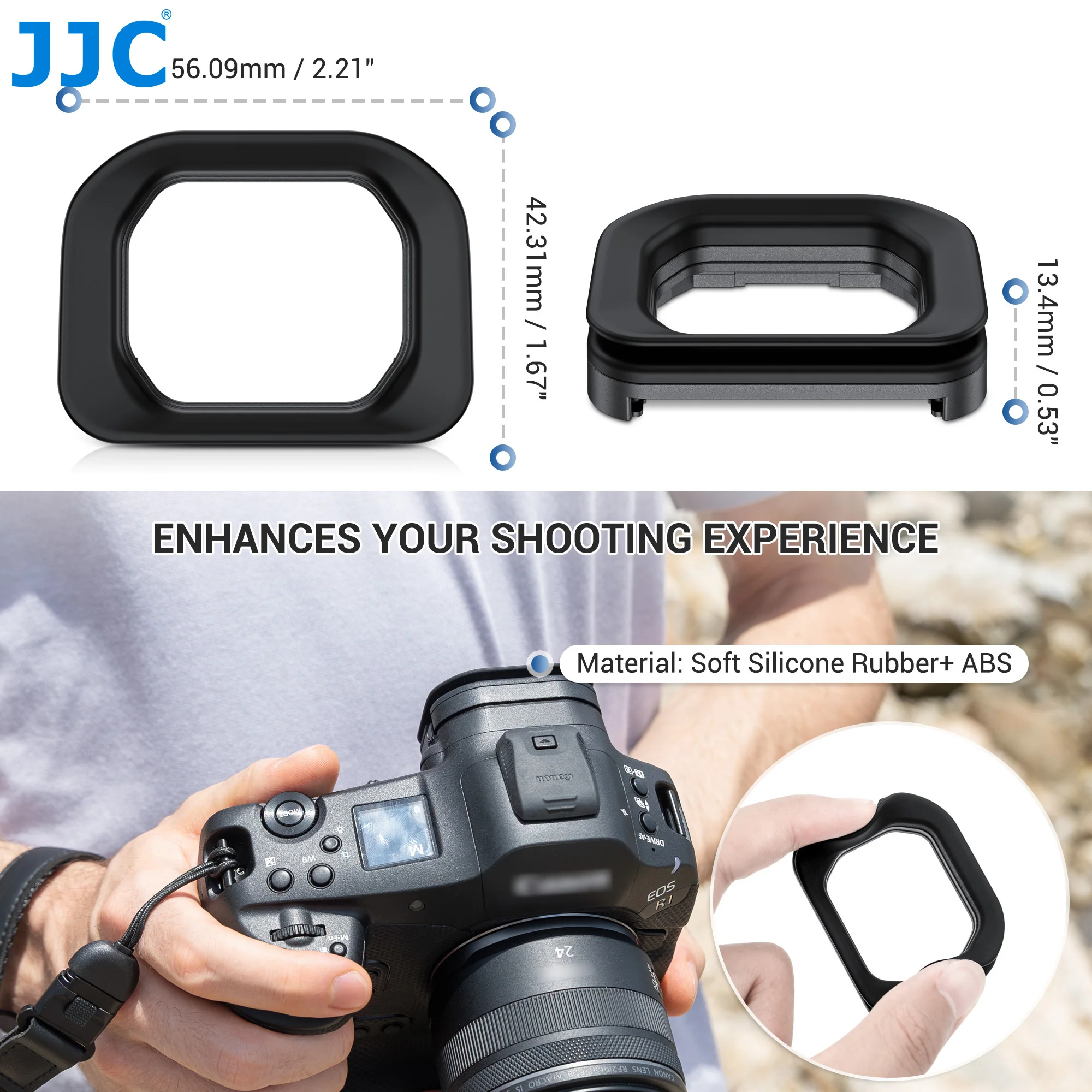 JJC Weiches Silikon-Kamera-Augenmuschel-Okular ersetzt Canon ER-I für Canon EOS R1 Augenmuschel, Augenschutz-Sucher – Detail 3