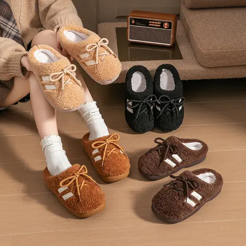 여성용 겨울 두꺼운 플리스 안감 클로그 신발 실내외 슬리퍼 편안한 면 슬리퍼 따뜻한 홈 슈즈 10 여성용 두꺼운 밑창 면 슬리퍼, 가을 겨울 홈 데코, 실내 신상, 플러시 따뜻한 슬리퍼