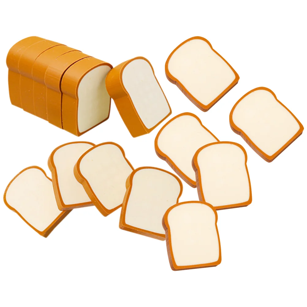 16 Pcs Bread Miniature Toast Shaped Eraser Pencil Erasers Decorate 3d Office