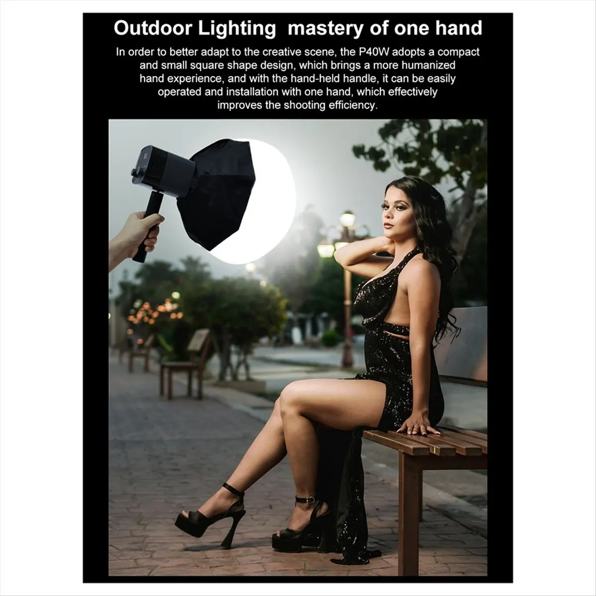 【ABODE】LED Video Light 40W Bi-Color COB Photographic Studio Light 2500K-6500K 5000mAh for Live Streaming Commercial Photography