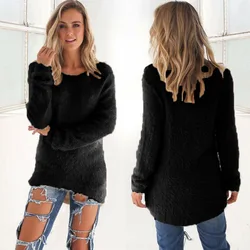 2023 Women's Winter Fleece Fluffy Sweater Jumper Ladies Warm Pullover Tops Blouse Shirt Clothing Plus Size