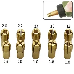 10 Uds Mini adaptador de mandril de taladro 0,5mm-3,2mm Dremel portabrocas adaptador de mandril Micro pinza de latón para herramienta rotativa eléctrica