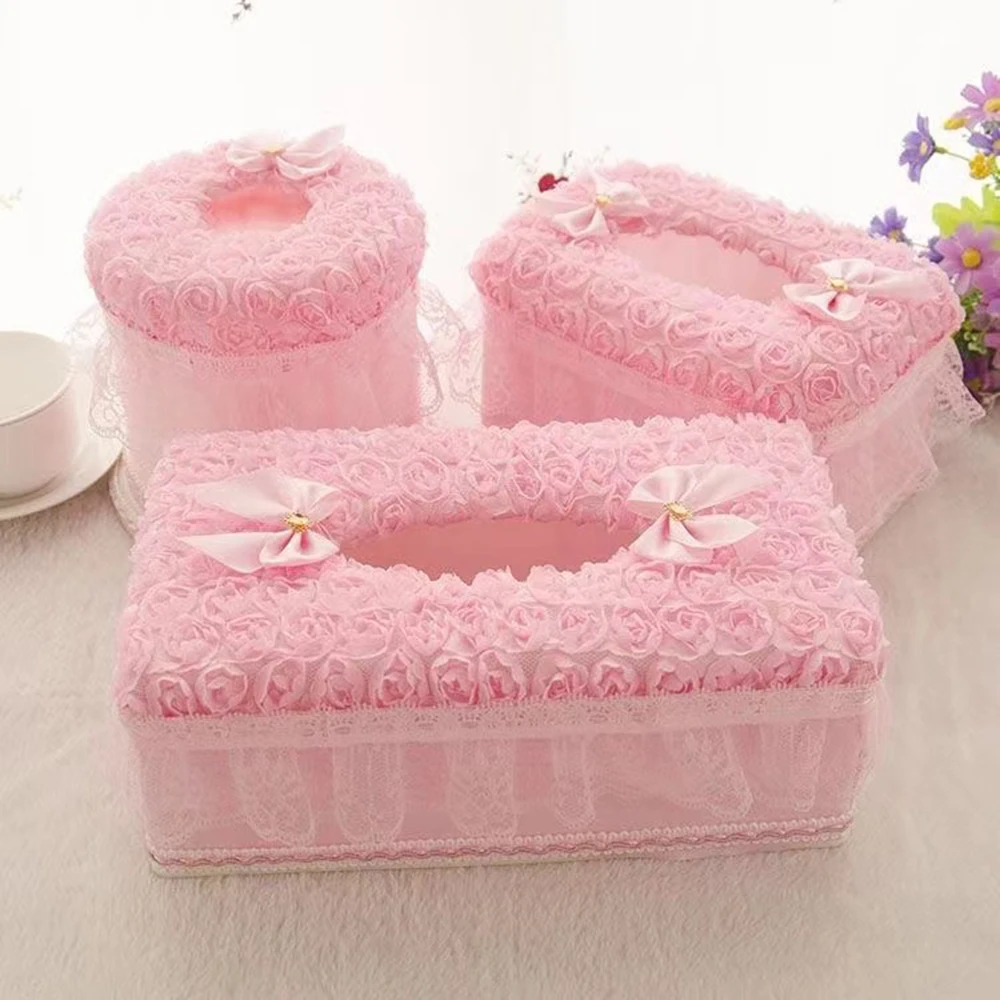 

Europe Lace Tissue Box Luxury France Style Napkin Holder WC Toilet Paper Case Vintage Wedding Decoration Tissues Storage Boxes