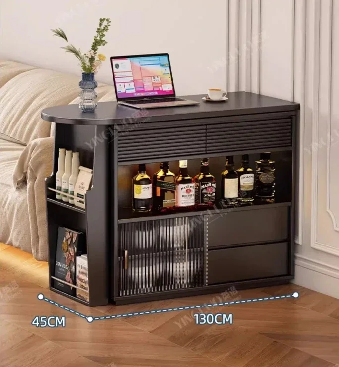 

Stone Plate Retractable Bar Counter Double-Sided Hallway Coffee Cabinet Bar Counter