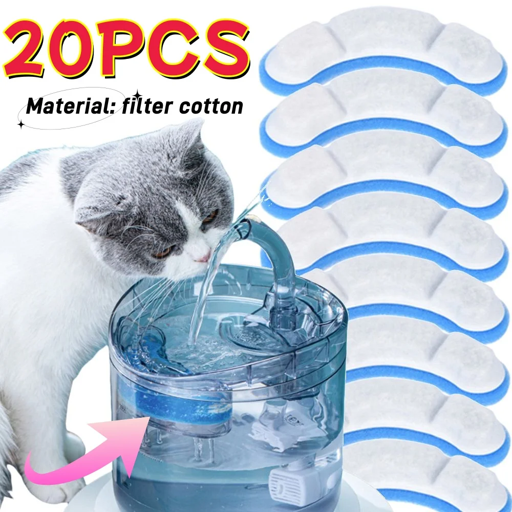 Filtros de substituição para fonte de água de gatos e cães, 3-20 peças, carvão ativado, filtros substituíveis, acessórios para dispensador de água de gatos