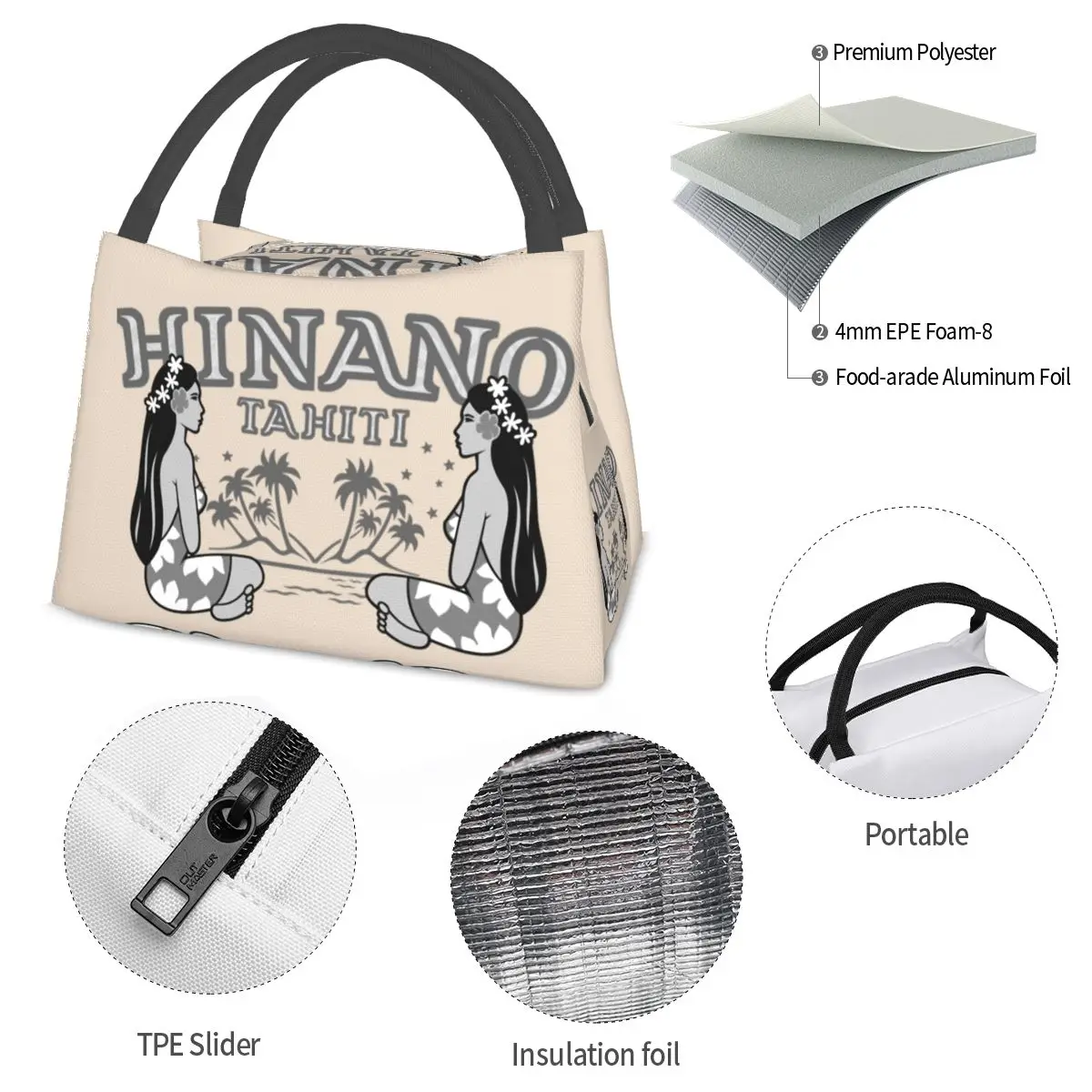 Beer Hinano Tahiti Logo Lunch Bag Root Beer Logo Convenient Lunch Box Office Custom Cooler Bag Aesthetic Thermal Tote Handbags