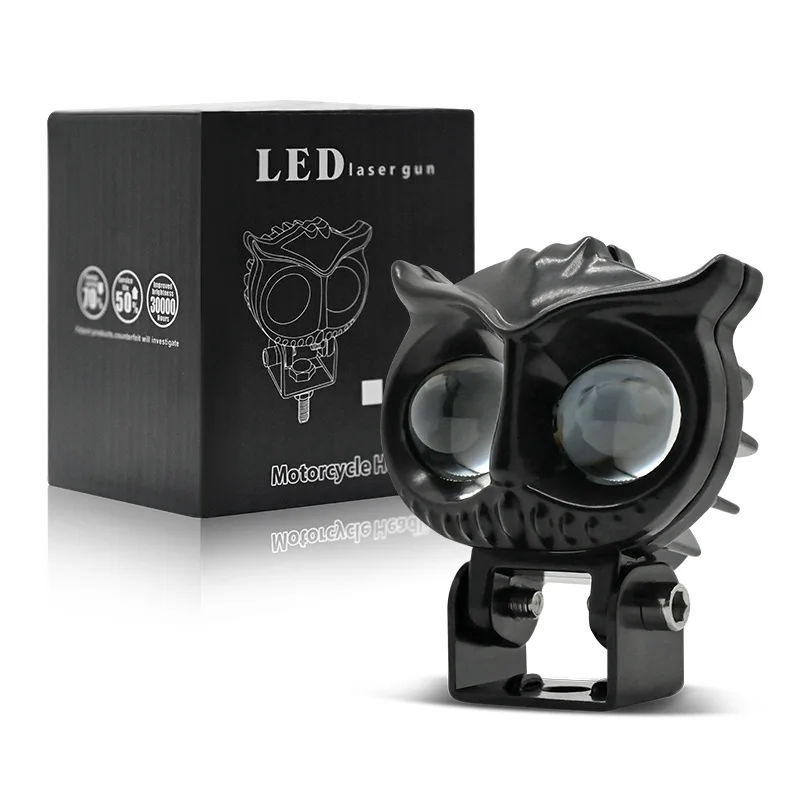 LED motorcycle spotlights binocular owl two-color small steel cannon electric vehicle headlights modified LED lights waterproof