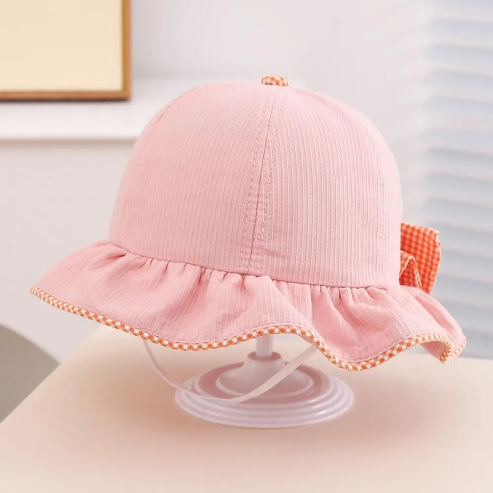 

Breathable UV Protection Children Sun Visor Hat Bow Wide Brim Kids Bucket Cap Cotton Baby Fisherman Hat Infant